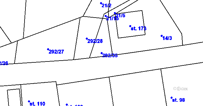 Parcela st. 292/35 v KÚ Rohozec u Žehušic, Katastrální mapa