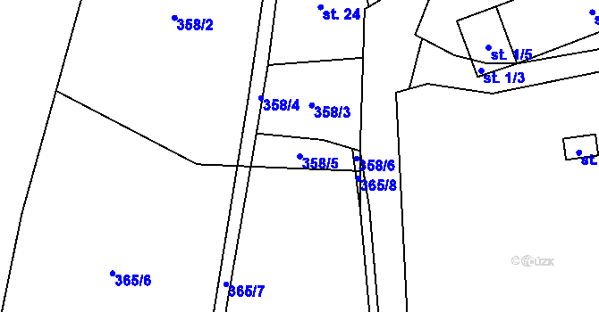 Parcela st. 358/5 v KÚ Mikulášov, Katastrální mapa