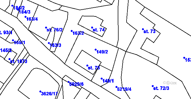 Parcela st. 149/2 v KÚ Mikulášovice, Katastrální mapa