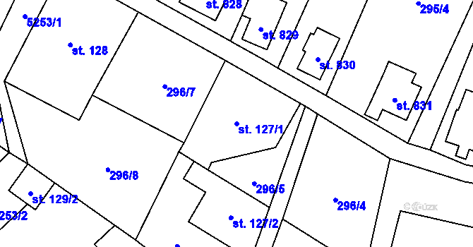 Parcela st. 127/1 v KÚ Mikulášovice, Katastrální mapa