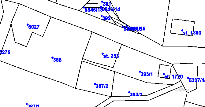 Parcela st. 253 v KÚ Mikulášovice, Katastrální mapa