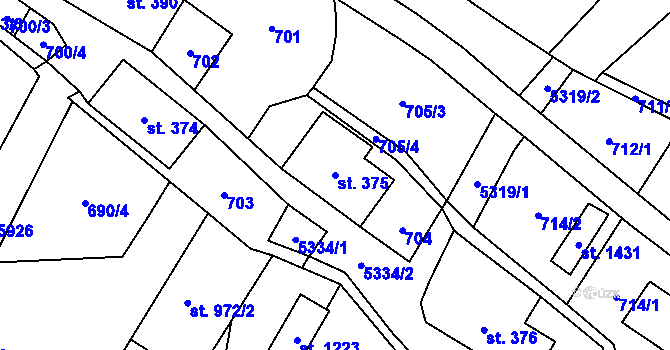 Parcela st. 375 v KÚ Mikulášovice, Katastrální mapa