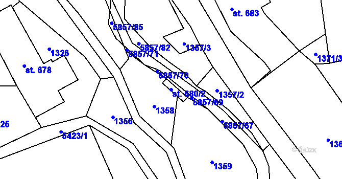 Parcela st. 680/2 v KÚ Mikulášovice, Katastrální mapa