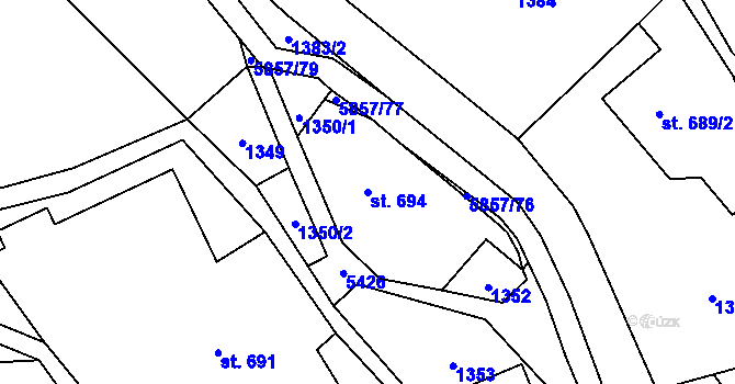 Parcela st. 694 v KÚ Mikulášovice, Katastrální mapa