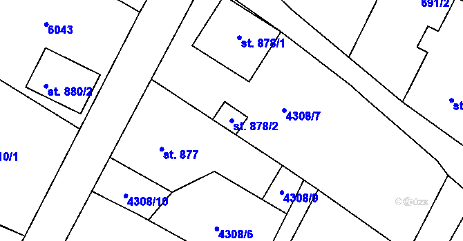 Parcela st. 878/2 v KÚ Mikulášovice, Katastrální mapa