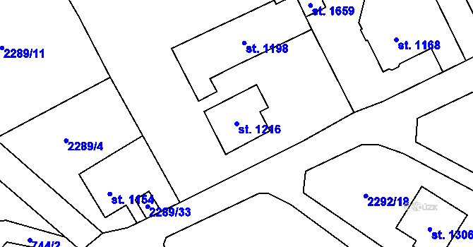 Parcela st. 1216 v KÚ Mikulášovice, Katastrální mapa