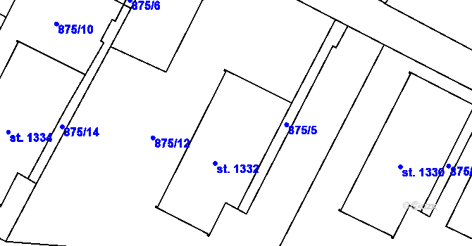 Parcela st. 1332 v KÚ Mikulášovice, Katastrální mapa