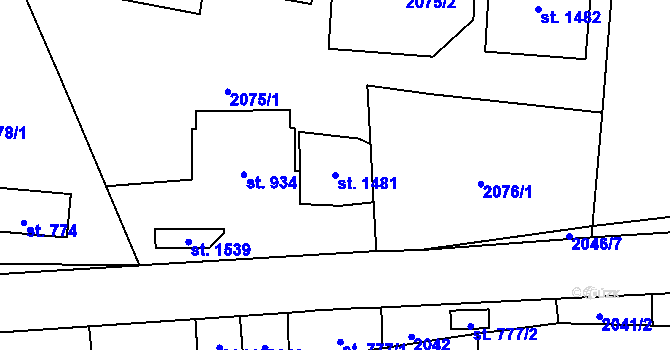 Parcela st. 1481 v KÚ Mikulášovice, Katastrální mapa