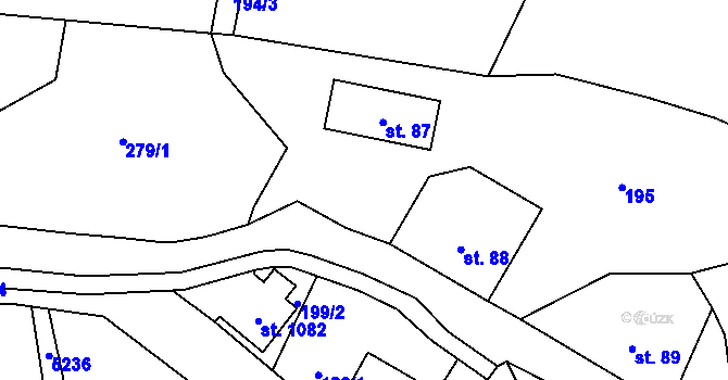 Parcela st. 198 v KÚ Mikulášovice, Katastrální mapa