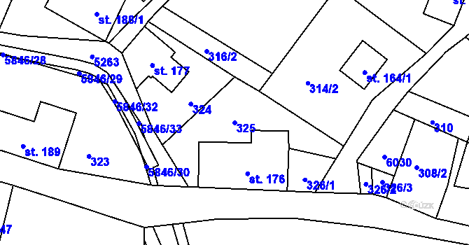 Parcela st. 325 v KÚ Mikulášovice, Katastrální mapa