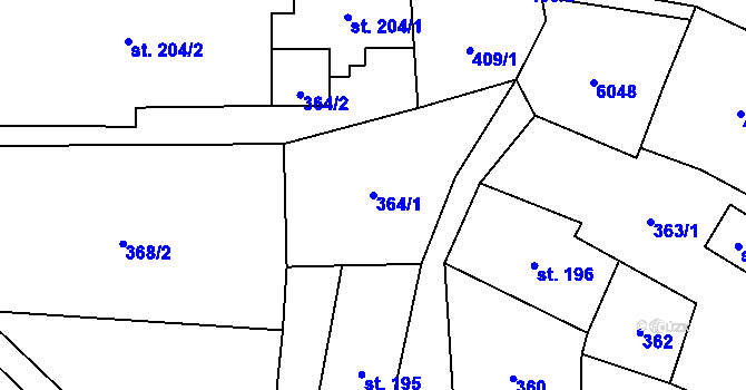 Parcela st. 364/1 v KÚ Mikulášovice, Katastrální mapa