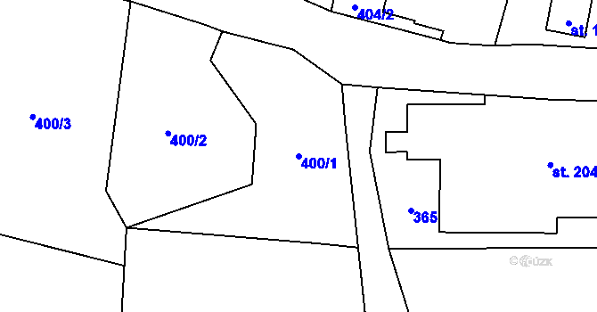 Parcela st. 400/1 v KÚ Mikulášovice, Katastrální mapa
