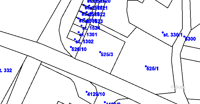 Parcela st. 525/3 v KÚ Mikulášovice, Katastrální mapa