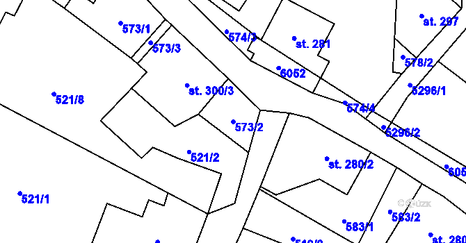 Parcela st. 573/2 v KÚ Mikulášovice, Katastrální mapa