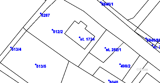 Parcela st. 590 v KÚ Mikulášovice, Katastrální mapa
