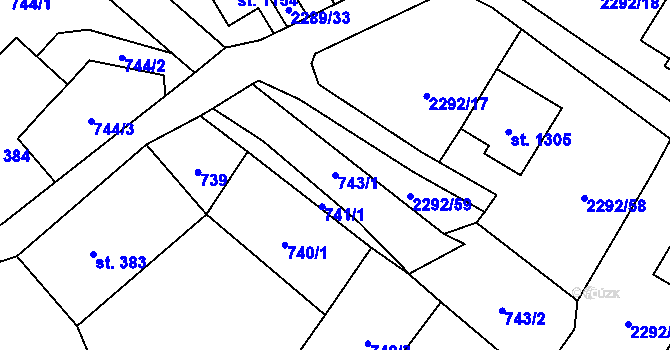 Parcela st. 743/1 v KÚ Mikulášovice, Katastrální mapa