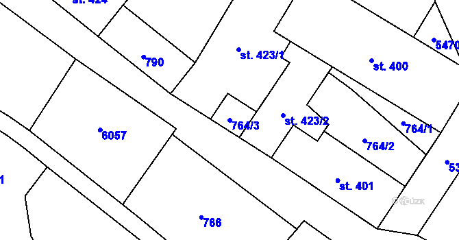 Parcela st. 764/3 v KÚ Mikulášovice, Katastrální mapa