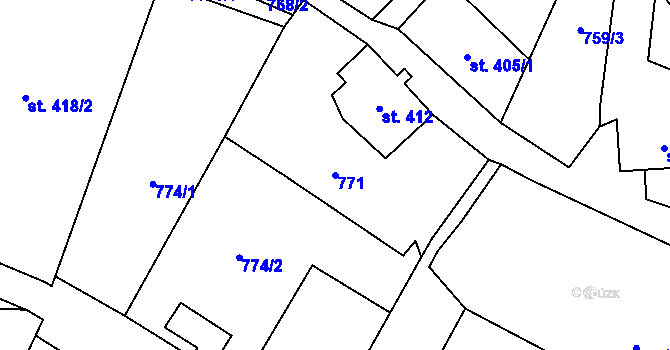 Parcela st. 771 v KÚ Mikulášovice, Katastrální mapa