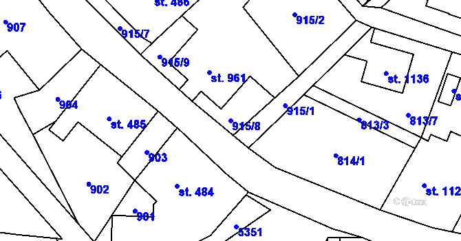 Parcela st. 915/8 v KÚ Mikulášovice, Katastrální mapa