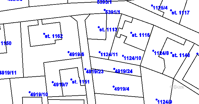 Parcela st. 1124/11 v KÚ Mikulášovice, Katastrální mapa