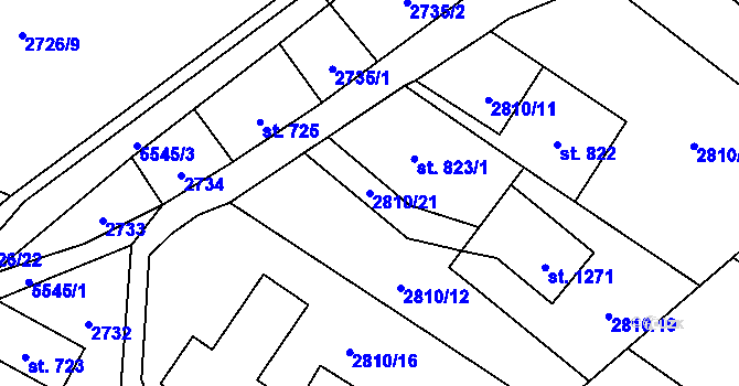Parcela st. 2810/21 v KÚ Mikulášovice, Katastrální mapa