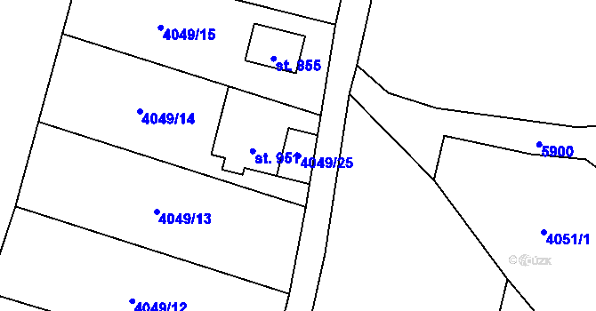 Parcela st. 4049/25 v KÚ Mikulášovice, Katastrální mapa