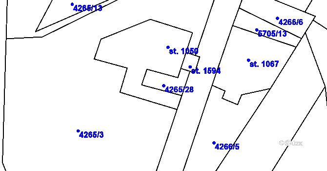 Parcela st. 4265/28 v KÚ Mikulášovice, Katastrální mapa