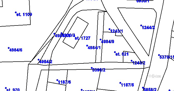 Parcela st. 4984/1 v KÚ Mikulášovice, Katastrální mapa