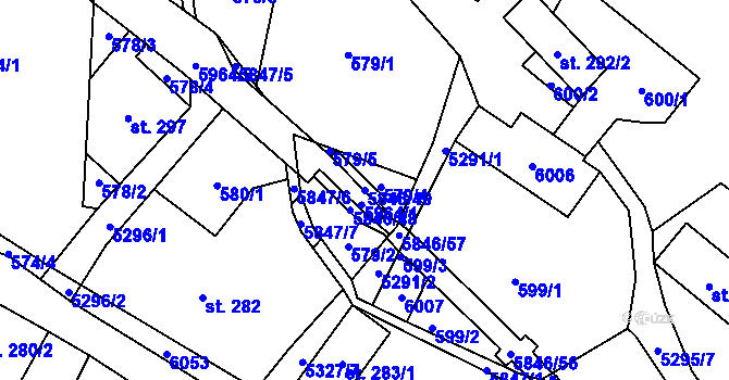 Parcela st. 5846/49 v KÚ Mikulášovice, Katastrální mapa