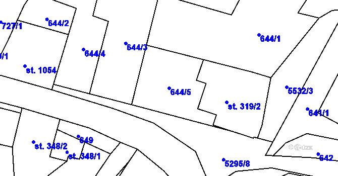 Parcela st. 644/5 v KÚ Mikulášovice, Katastrální mapa