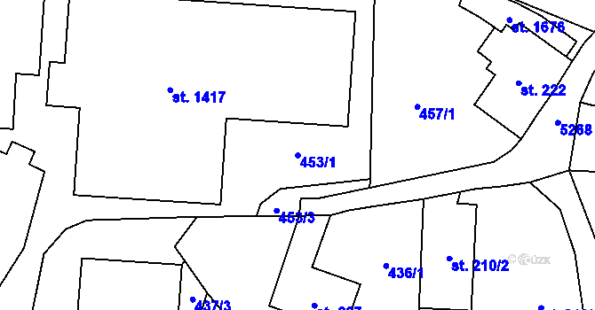 Parcela st. 453/1 v KÚ Mikulášovice, Katastrální mapa
