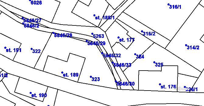 Parcela st. 5846/32 v KÚ Mikulášovice, Katastrální mapa