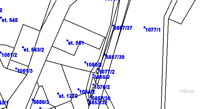 Parcela st. 5857/39 v KÚ Mikulášovice, Katastrální mapa