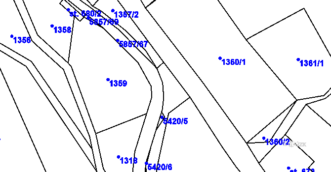 Parcela st. 5857/68 v KÚ Mikulášovice, Katastrální mapa