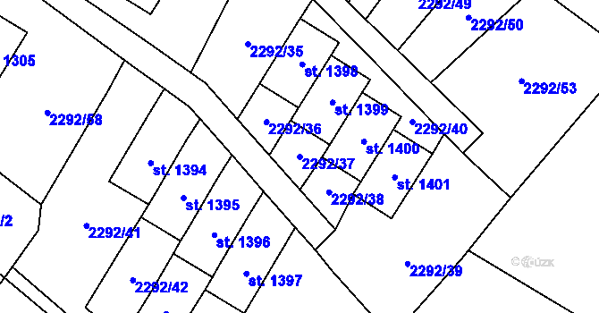 Parcela st. 2292/37 v KÚ Mikulášovice, Katastrální mapa