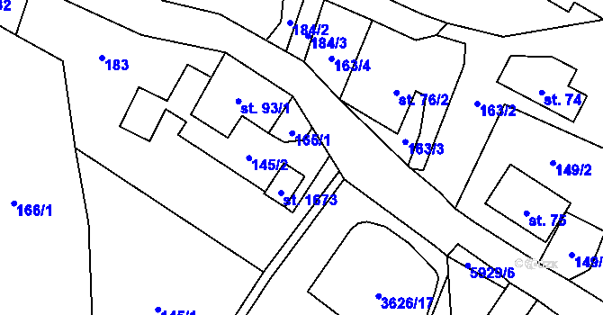 Parcela st. 165/2 v KÚ Mikulášovice, Katastrální mapa