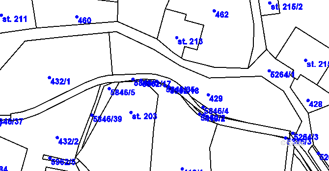 Parcela st. 5846/35 v KÚ Mikulášovice, Katastrální mapa