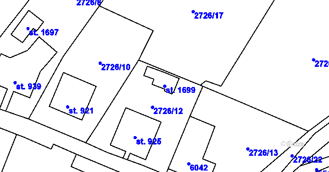 Parcela st. 1699 v KÚ Mikulášovice, Katastrální mapa