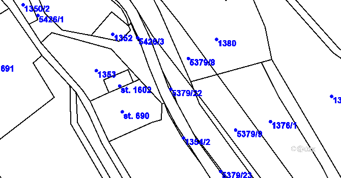 Parcela st. 5379/22 v KÚ Mikulášovice, Katastrální mapa