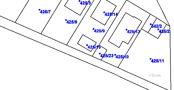 Parcela st. 425/15 v KÚ Mikulčice, Katastrální mapa
