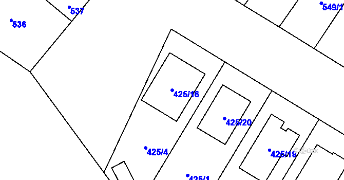 Parcela st. 425/16 v KÚ Mikulčice, Katastrální mapa