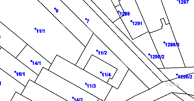 Parcela st. 11/2 v KÚ Mikulčice, Katastrální mapa