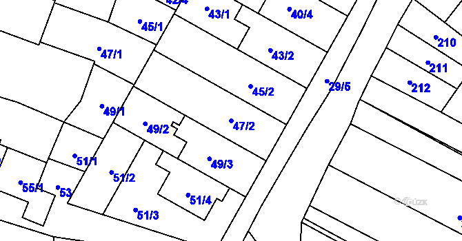 Parcela st. 47/2 v KÚ Mikulčice, Katastrální mapa