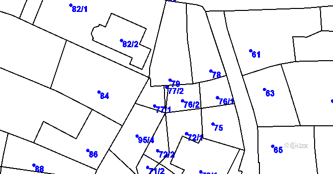 Parcela st. 77/2 v KÚ Mikulčice, Katastrální mapa