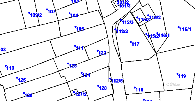 Parcela st. 122 v KÚ Mikulčice, Katastrální mapa