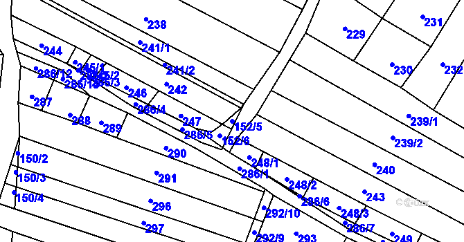 Parcela st. 152/5 v KÚ Mikulčice, Katastrální mapa