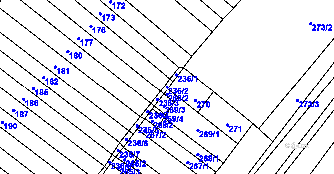 Parcela st. 236/2 v KÚ Mikulčice, Katastrální mapa
