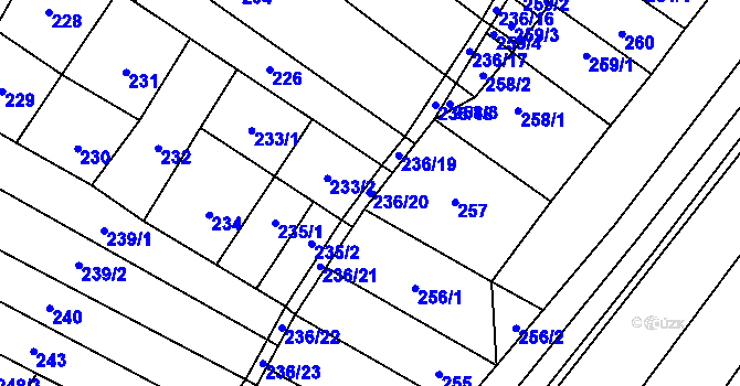 Parcela st. 236/20 v KÚ Mikulčice, Katastrální mapa