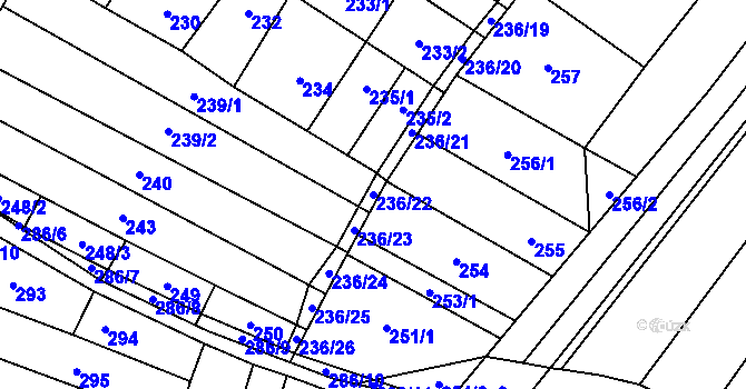 Parcela st. 236/22 v KÚ Mikulčice, Katastrální mapa