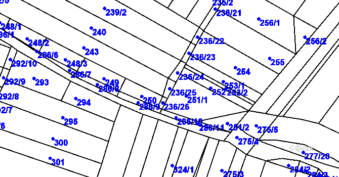 Parcela st. 236/25 v KÚ Mikulčice, Katastrální mapa